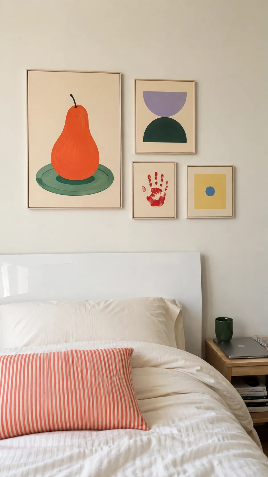 Colorful prints connected by the same paper tone