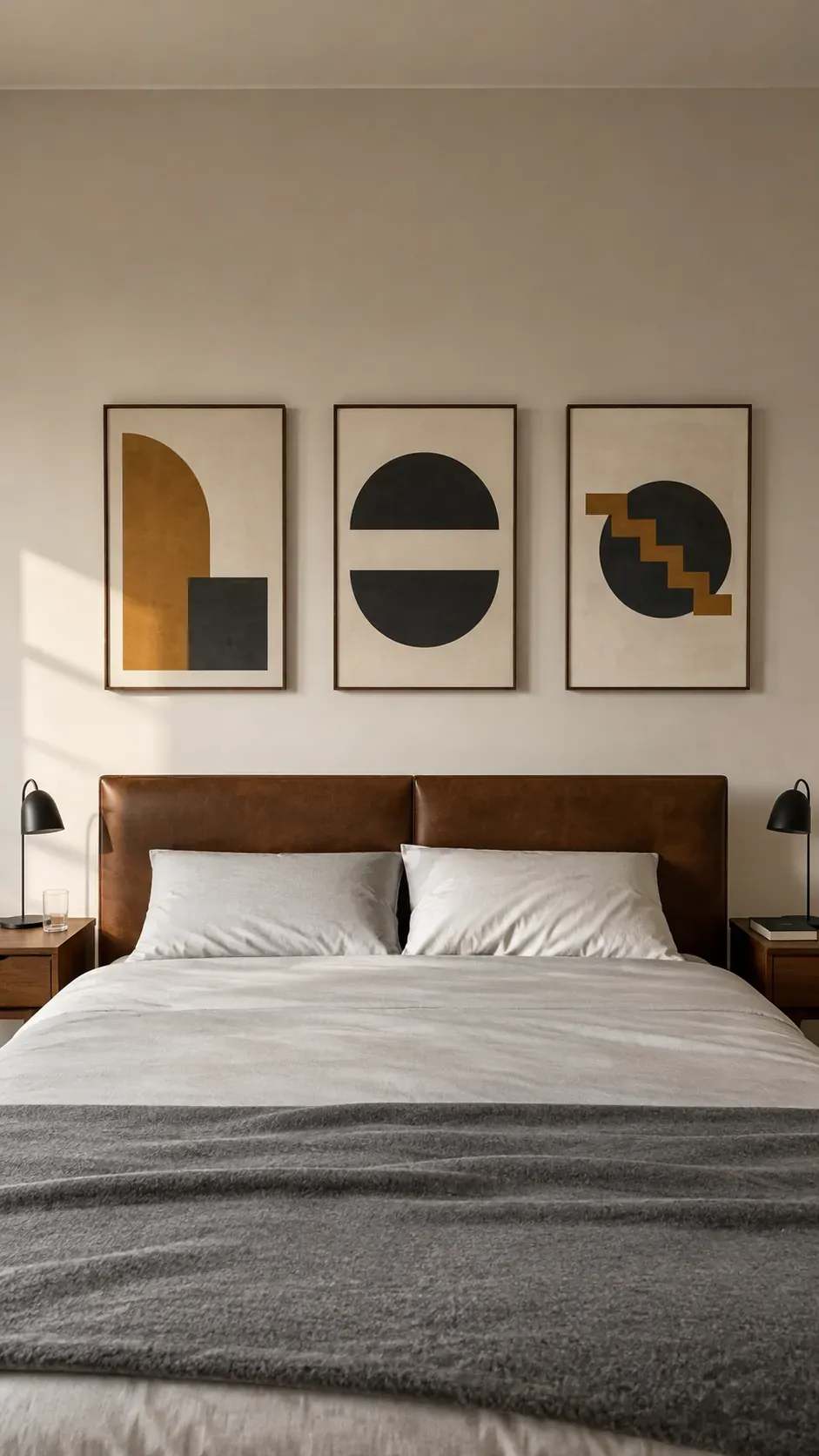 A geometric triptych with generous gaps