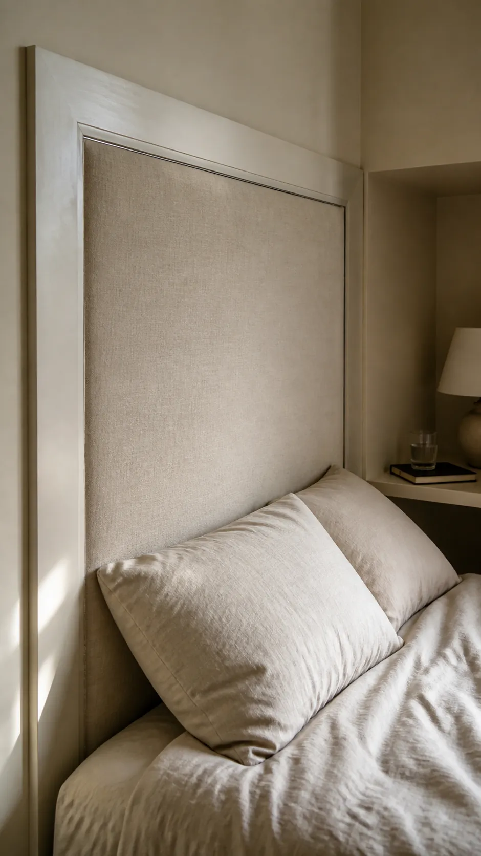 A broad border around upholstered panels