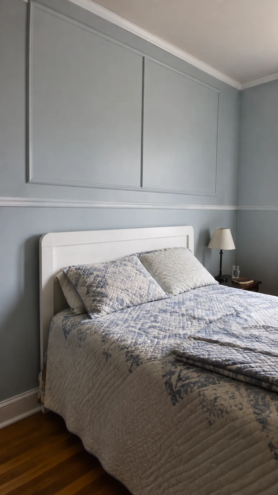 A simple chair rail with generous upper panels