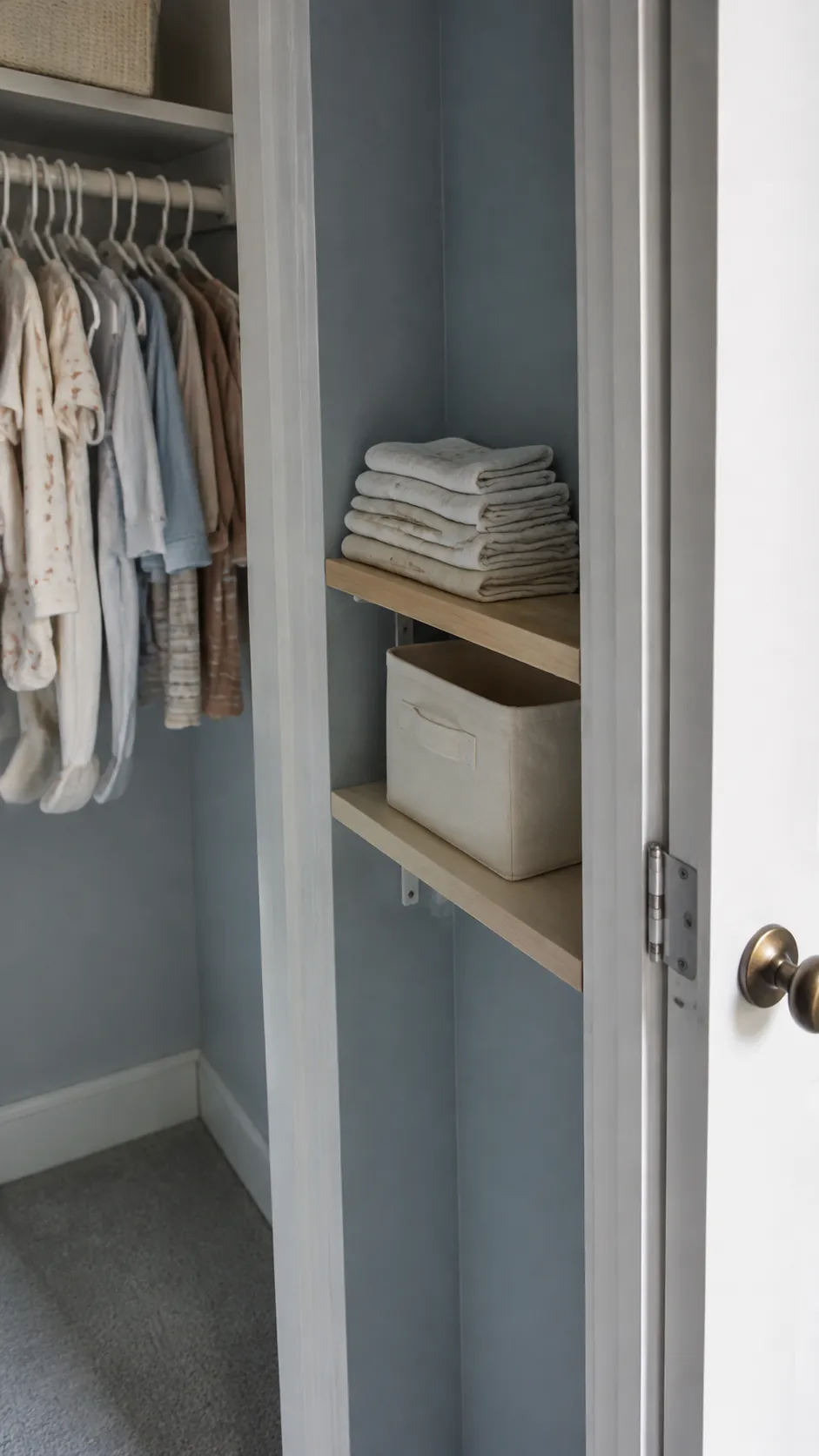 Photograph a narrow side return shelf making use of an awkward nursery closet recess