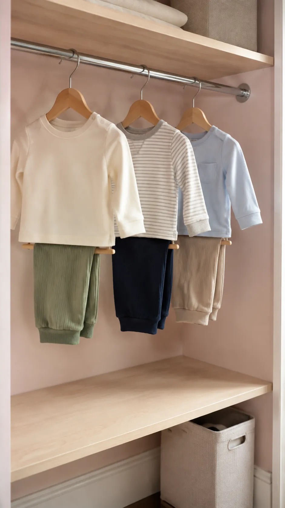 Photograph a small group of ready baby outfits kept together for easy daily selection
