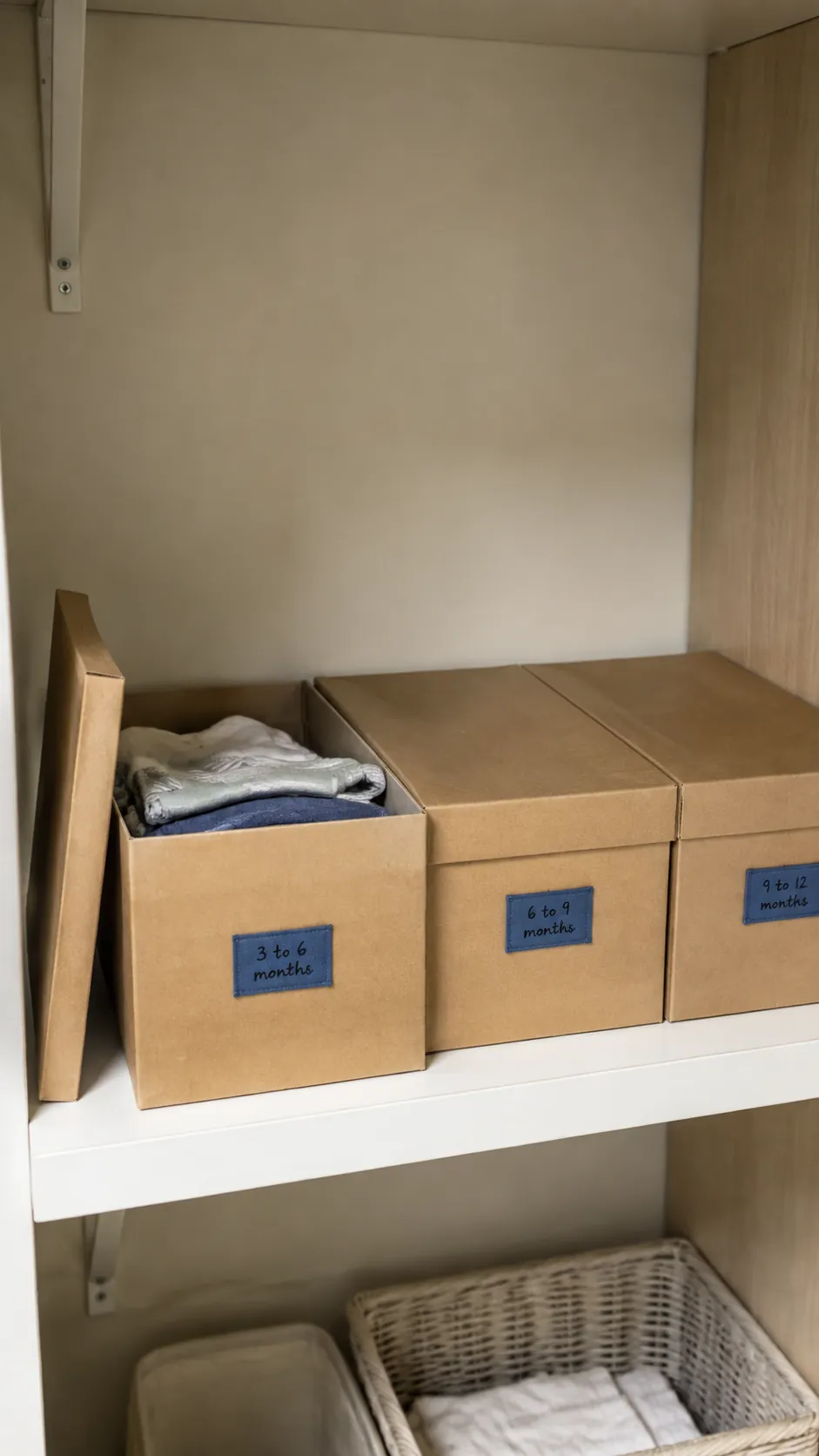 Keep future clothing sizes in separate boxes