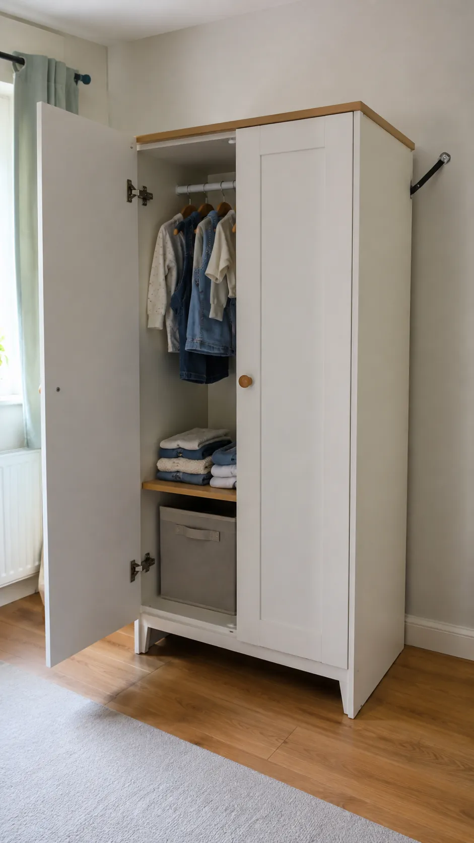 Divide a freestanding wardrobe into useful zones