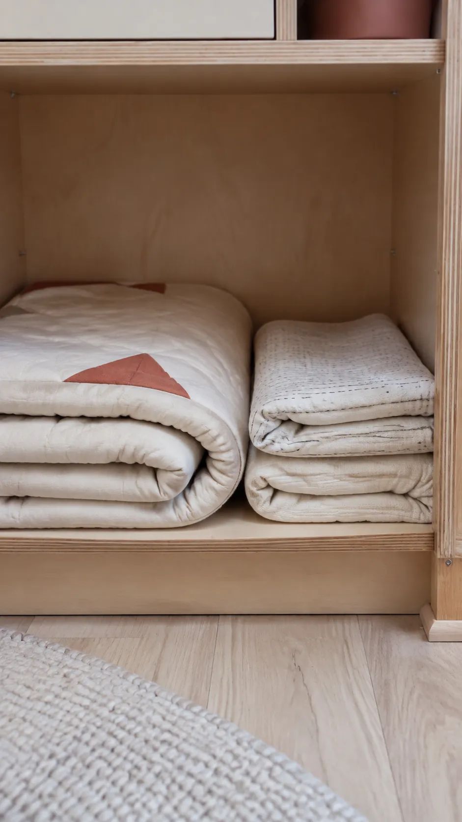 Assign one shelf to washable play textiles