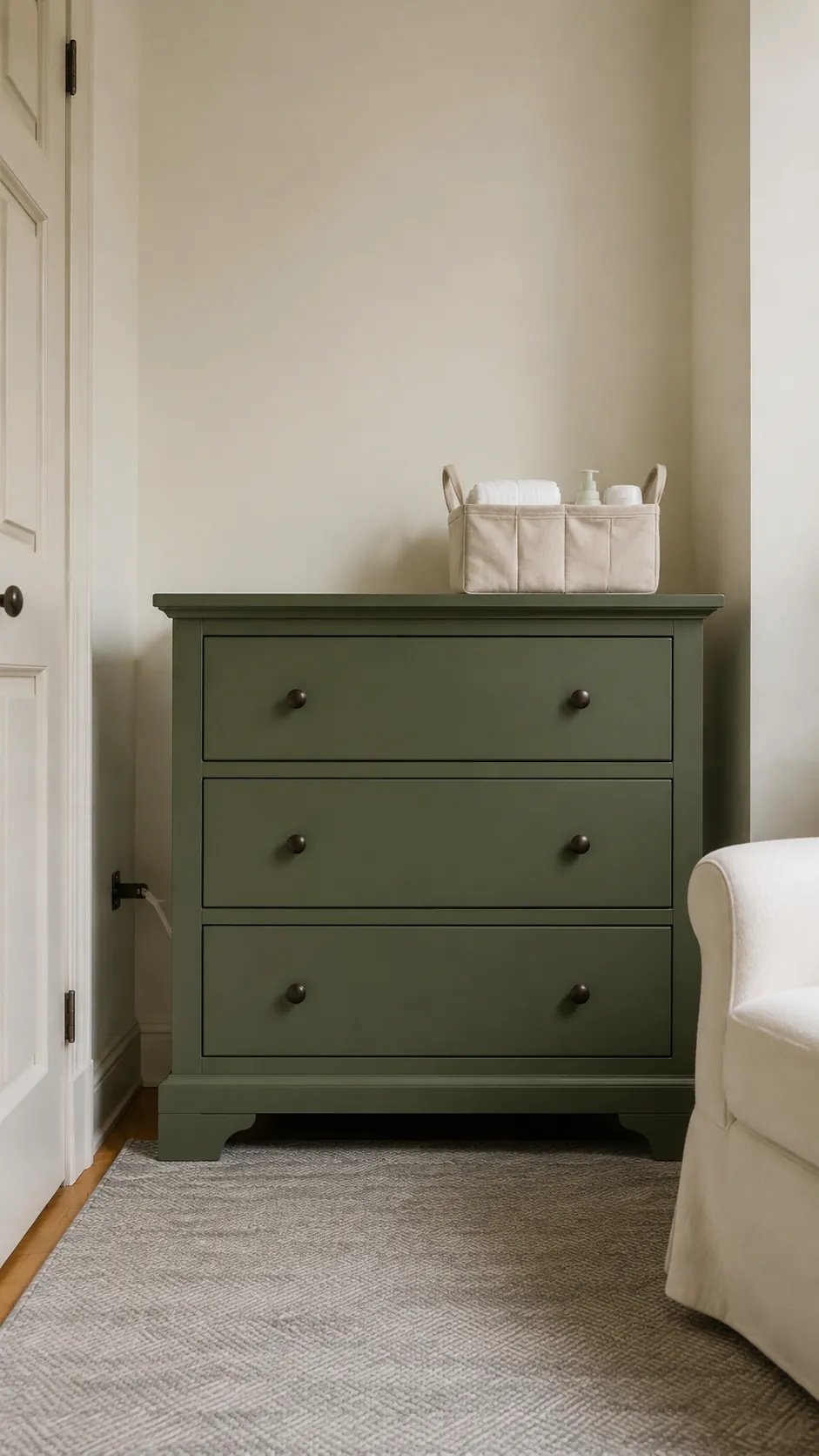 Use a deeper sage on one storage piece