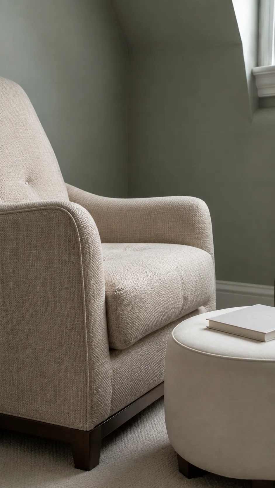 Pair gray sage with oatmeal upholstery