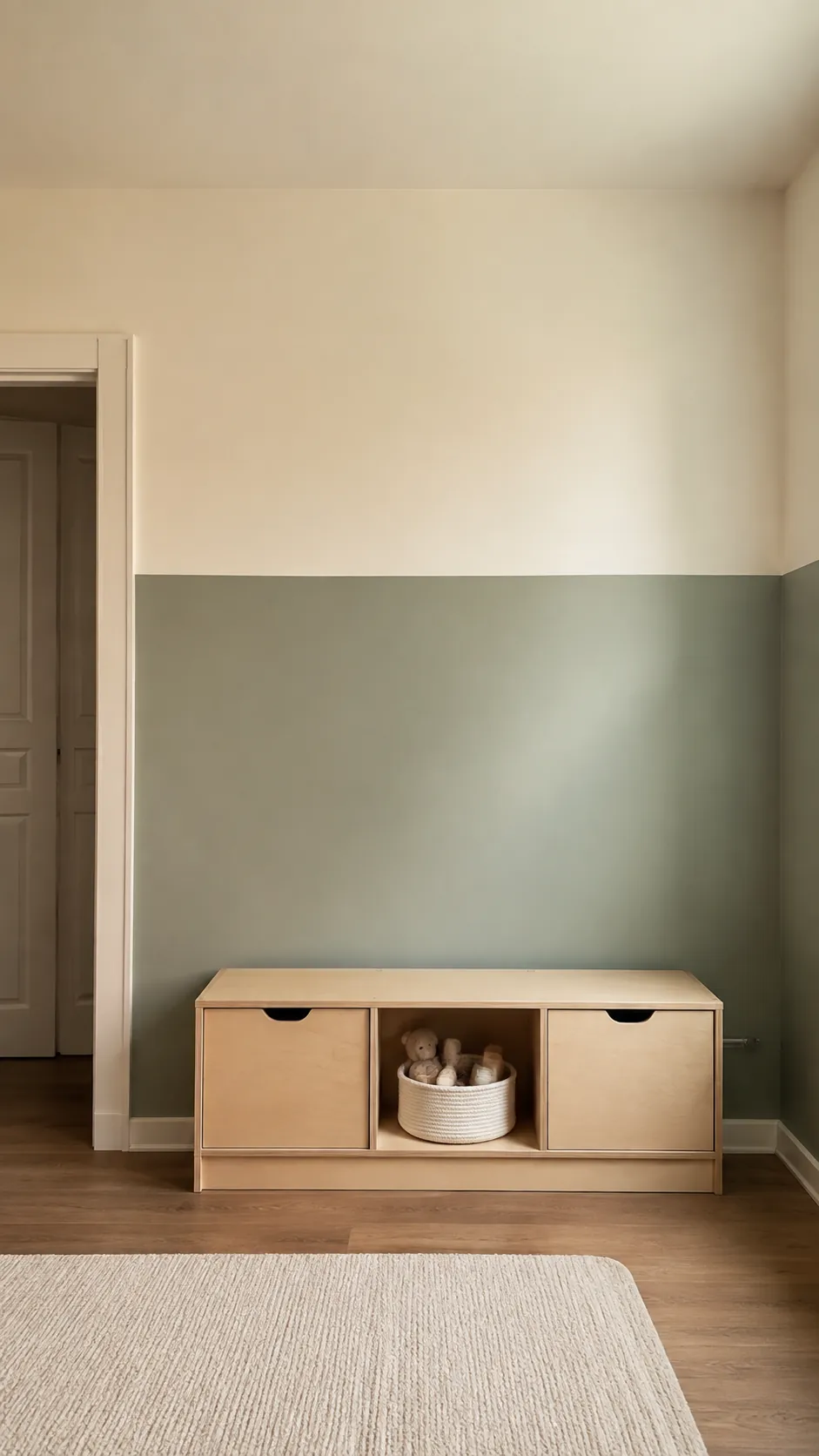 Use a cream ceiling above a sage lower wall