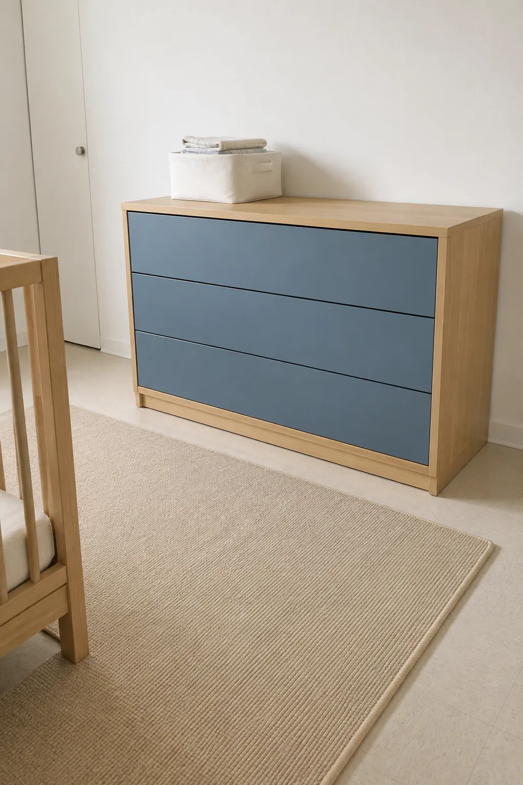 Blue and Beige With Pale Oak nursery color scheme