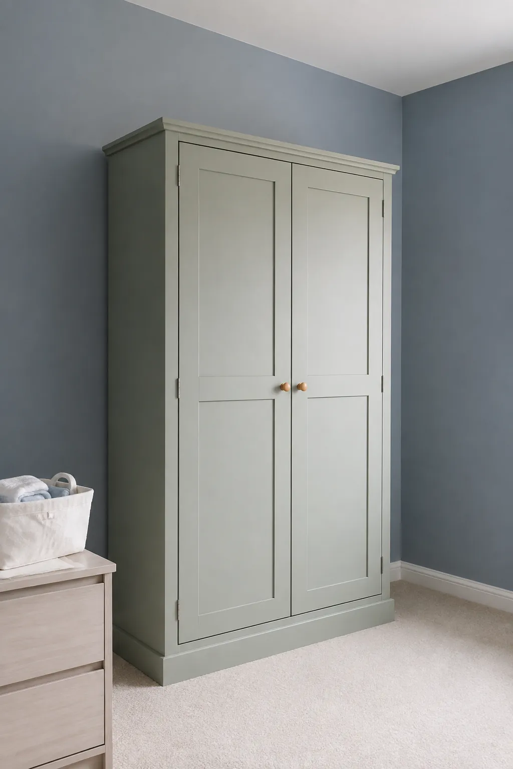 Dusty Blue With Soft Sage nursery color scheme
