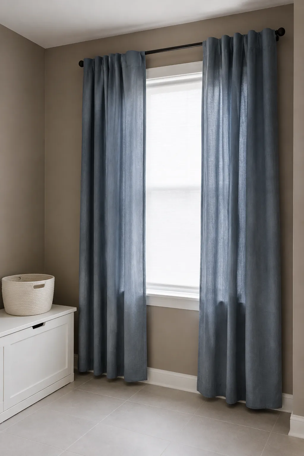 Mushroom Walls and Blue Linen nursery color scheme