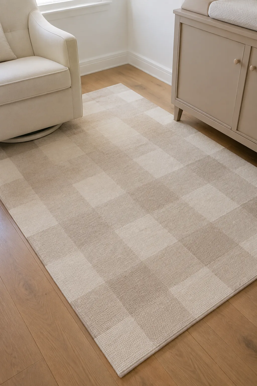Choose a Rug With a Gentle Pattern in a gender neutral nursery