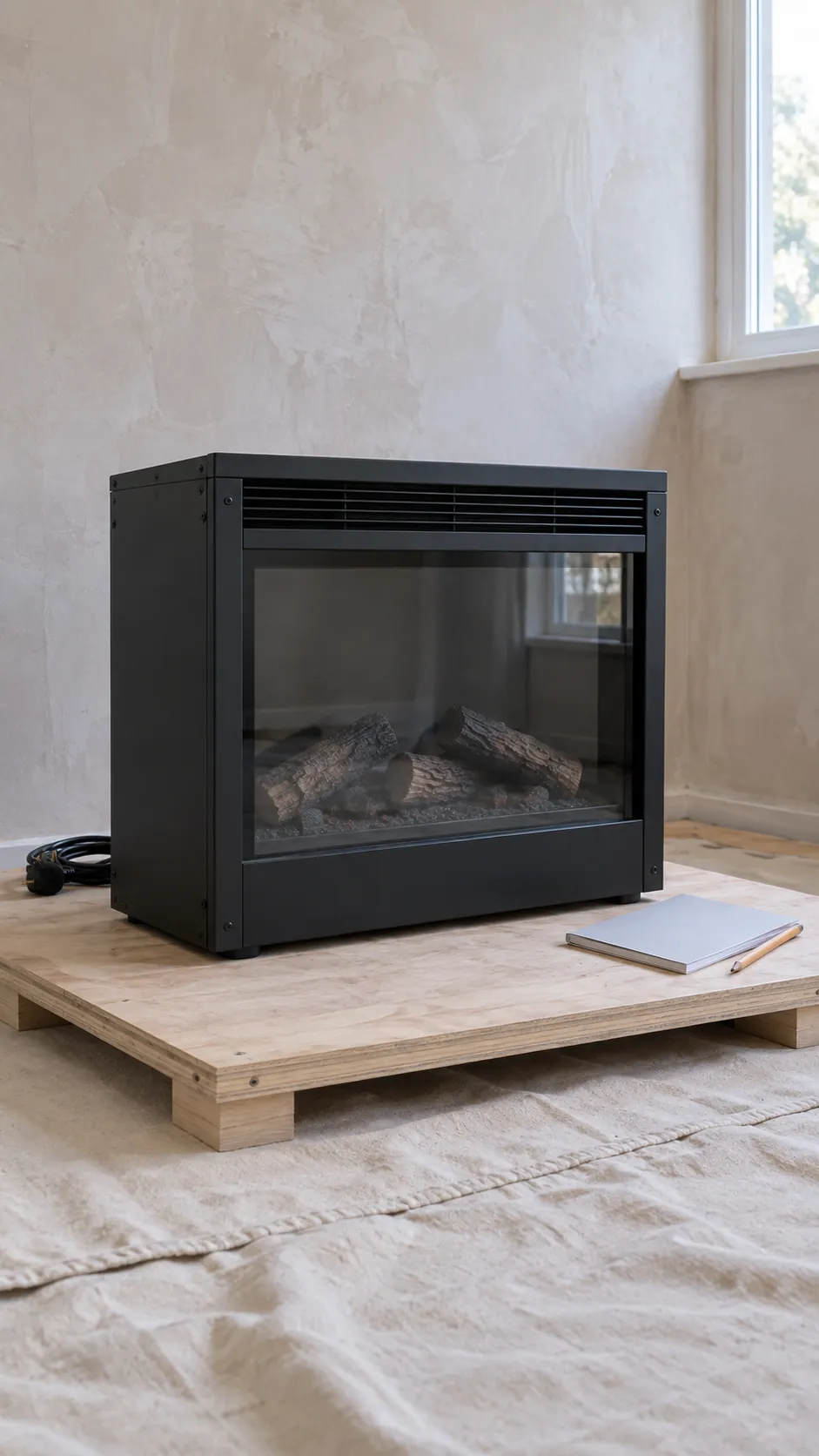 Choose the fireplace before drawing the wall when planning a TV wall with a fireplace
