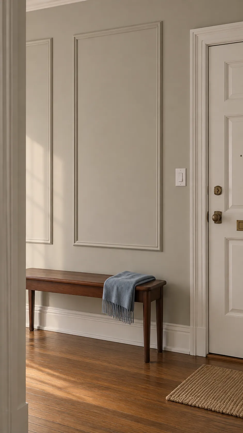 Let shallow picture molding supply the pattern in a practical home entryway