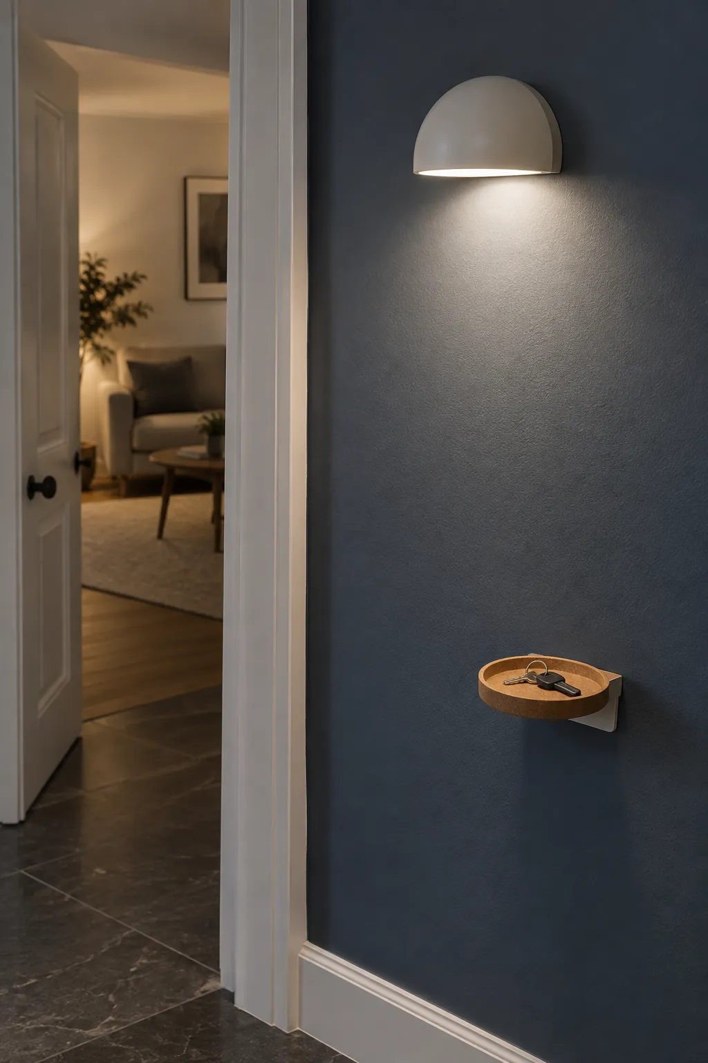 Choose a wall light with a small projection in a small home entrance