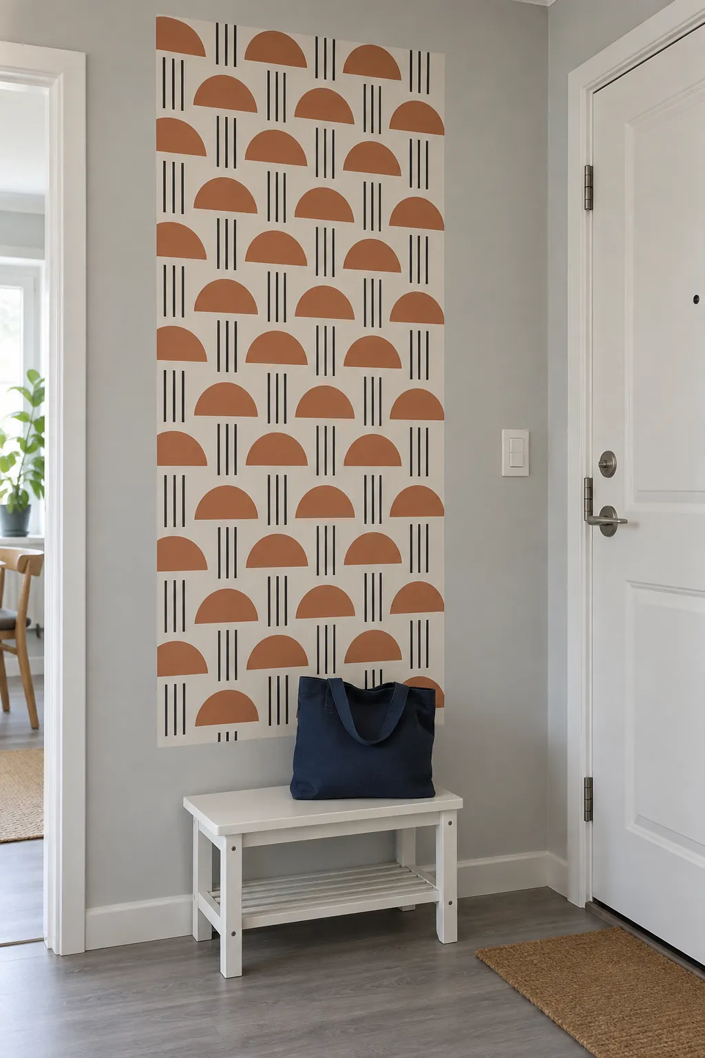 Frame a small patch of removable pattern in a small home entrance