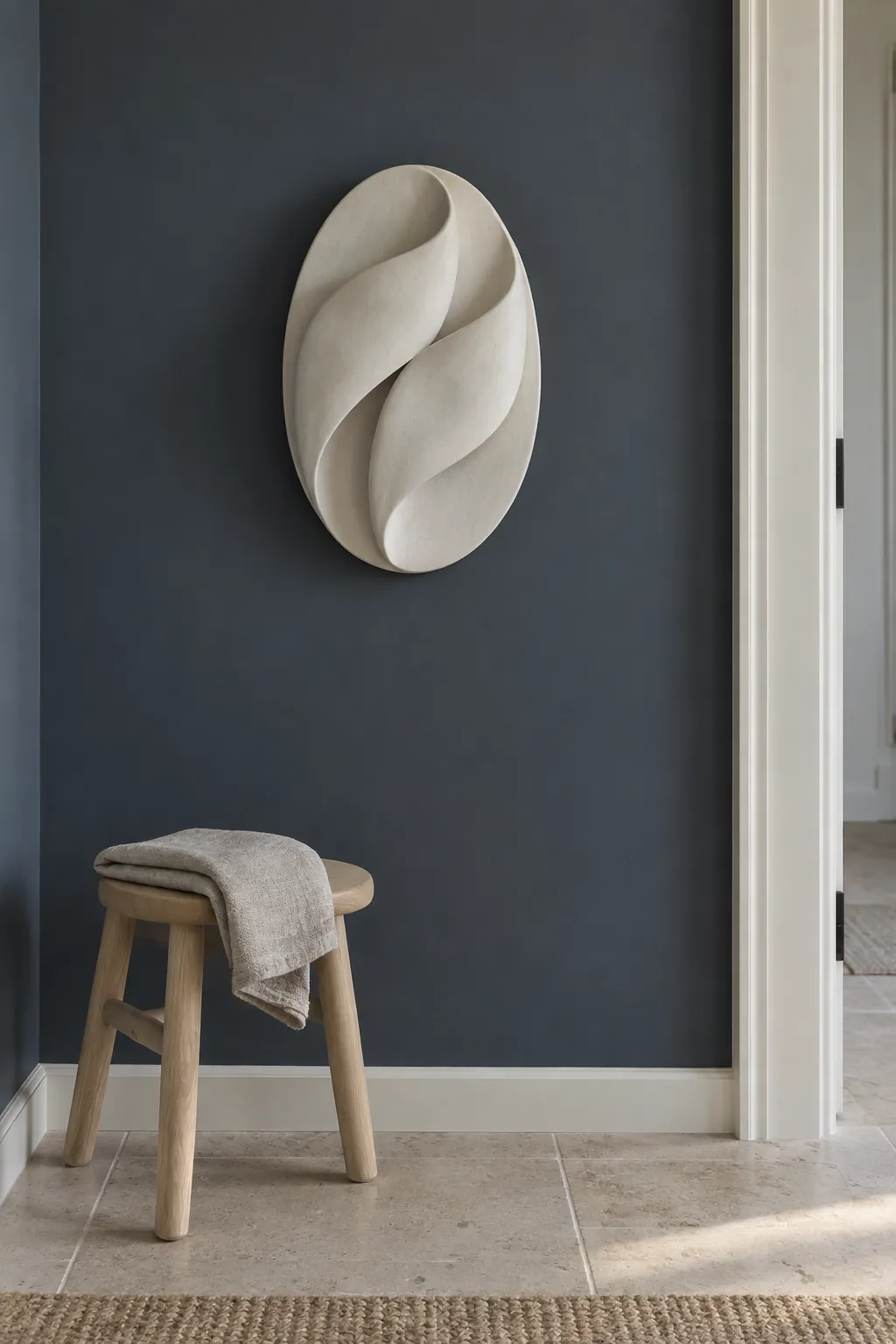 Make one sculptural object the focal point in a small home entrance