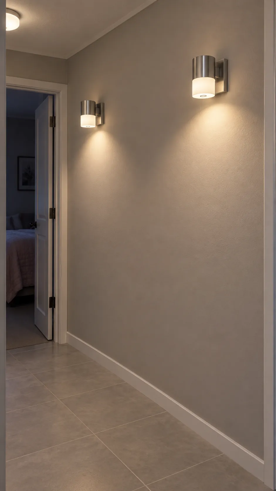 A pair of compact rechargeable wall lights