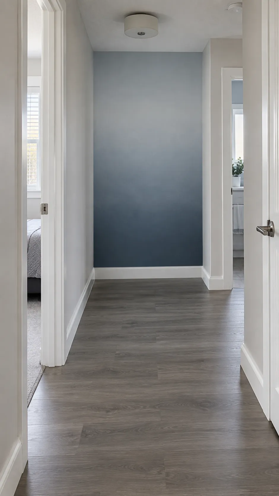 A softly painted ombre end wall