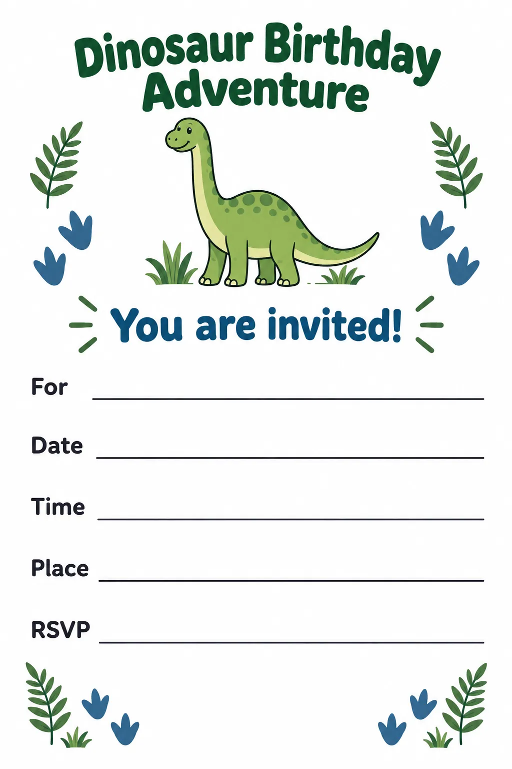 Send a fillable expedition invitation printable for a dinosaur birthday party