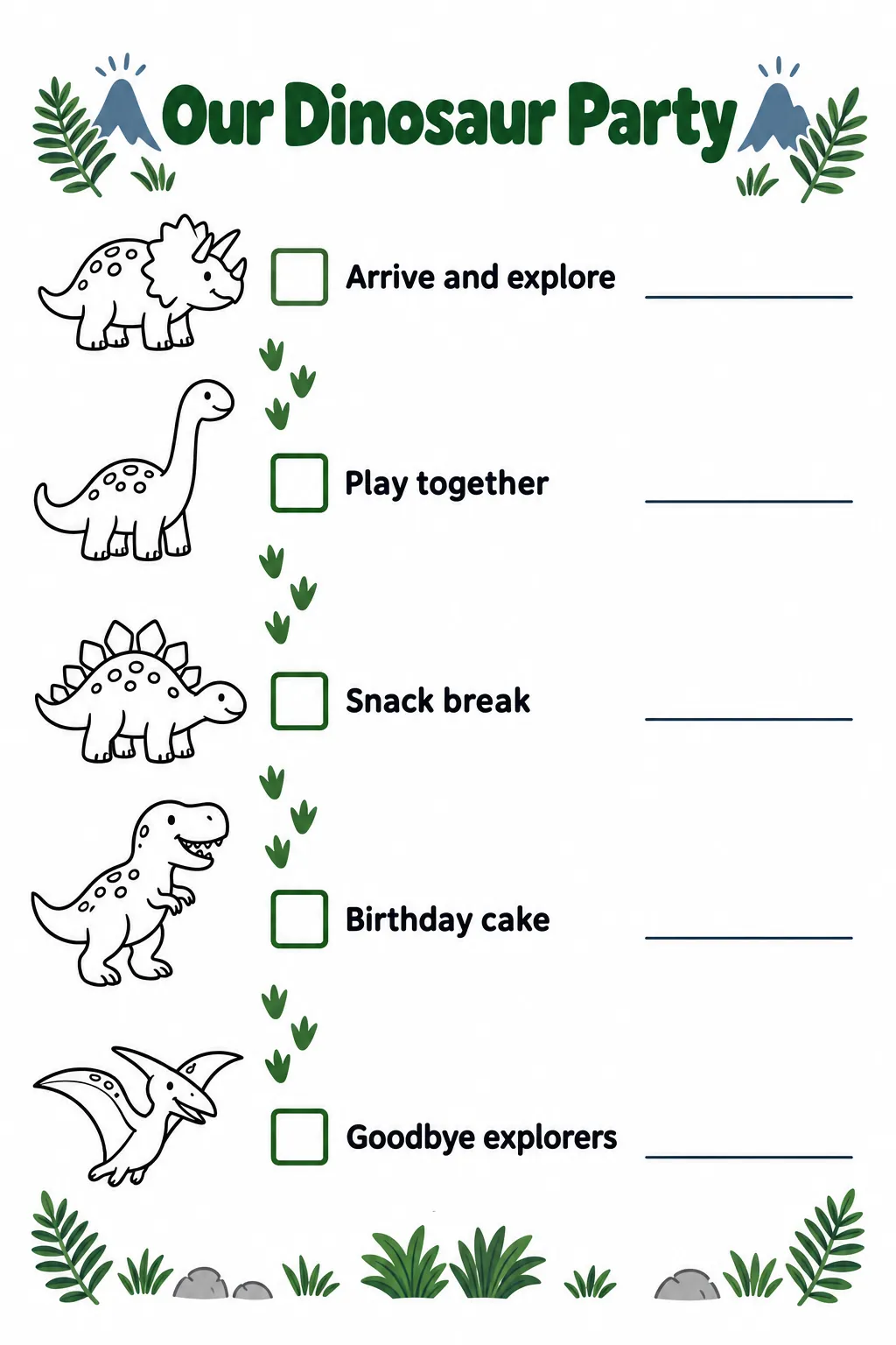 Give the party a visible rhythm printable for a dinosaur birthday party