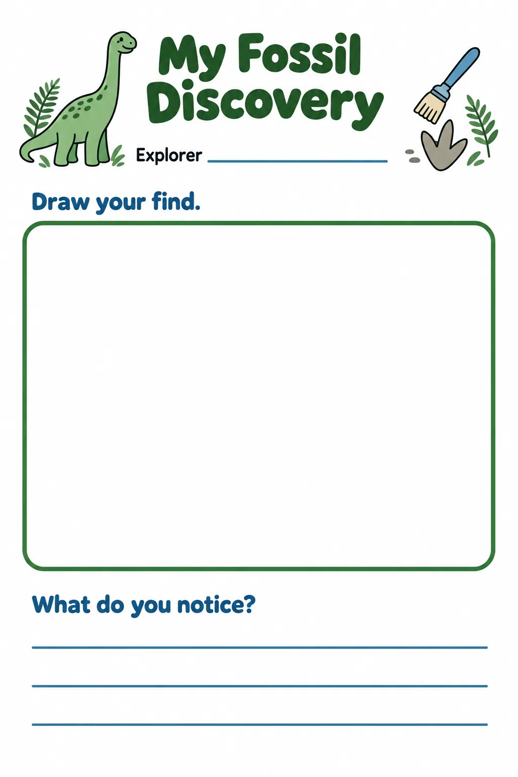 Turn found objects into discoveries printable for a dinosaur birthday party