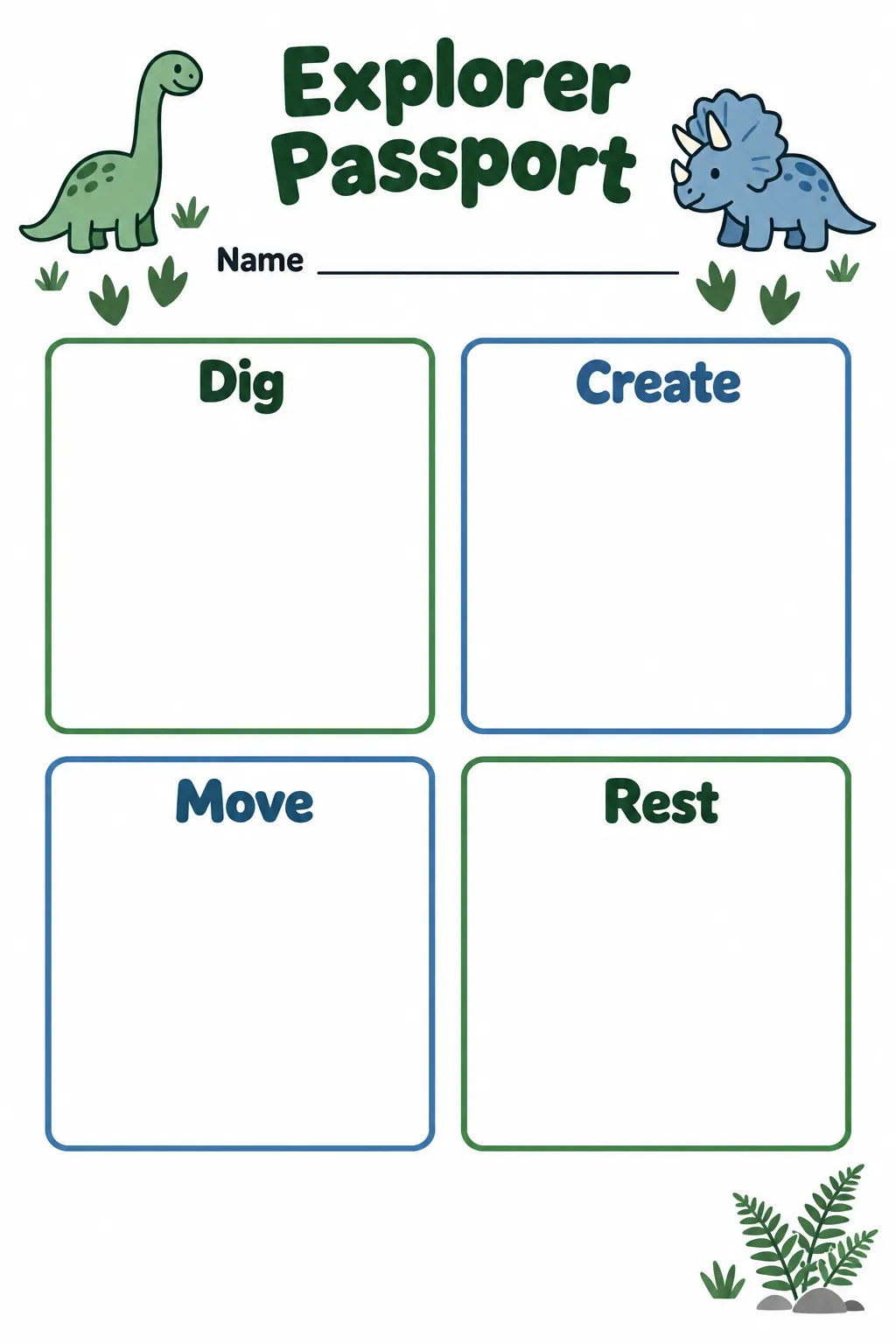 Let explorers choose their own stations printable for a dinosaur birthday party