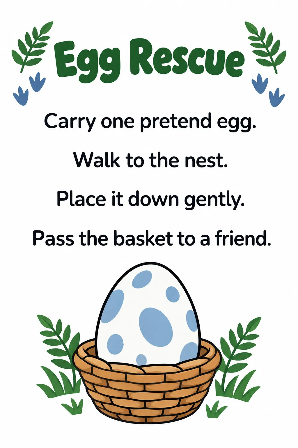 Carry a pretend egg to its nest printable for a dinosaur birthday party