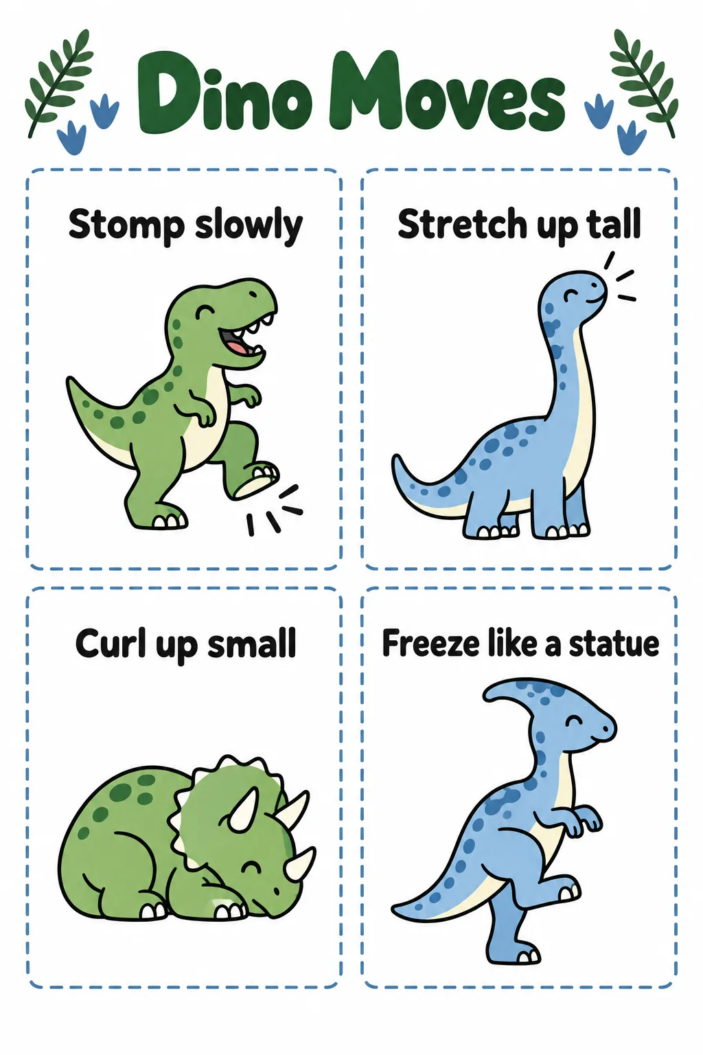 Offer a quick movement break printable for a dinosaur birthday party