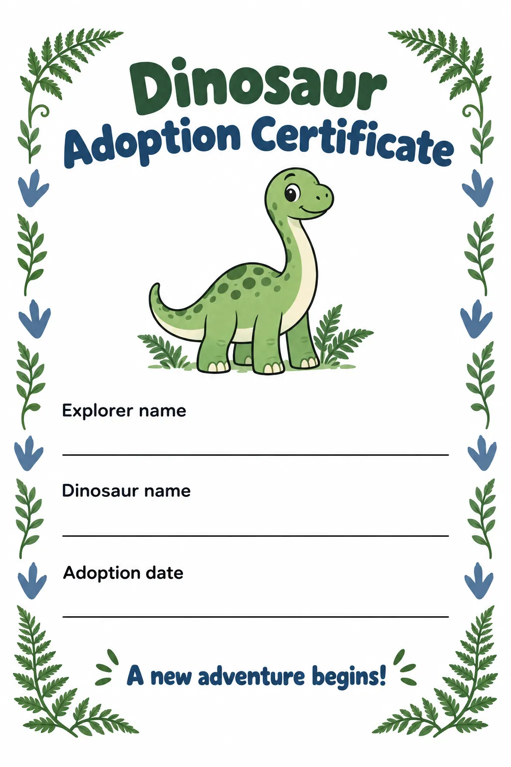 Let a toy dinosaur go home with a name printable for a dinosaur birthday party