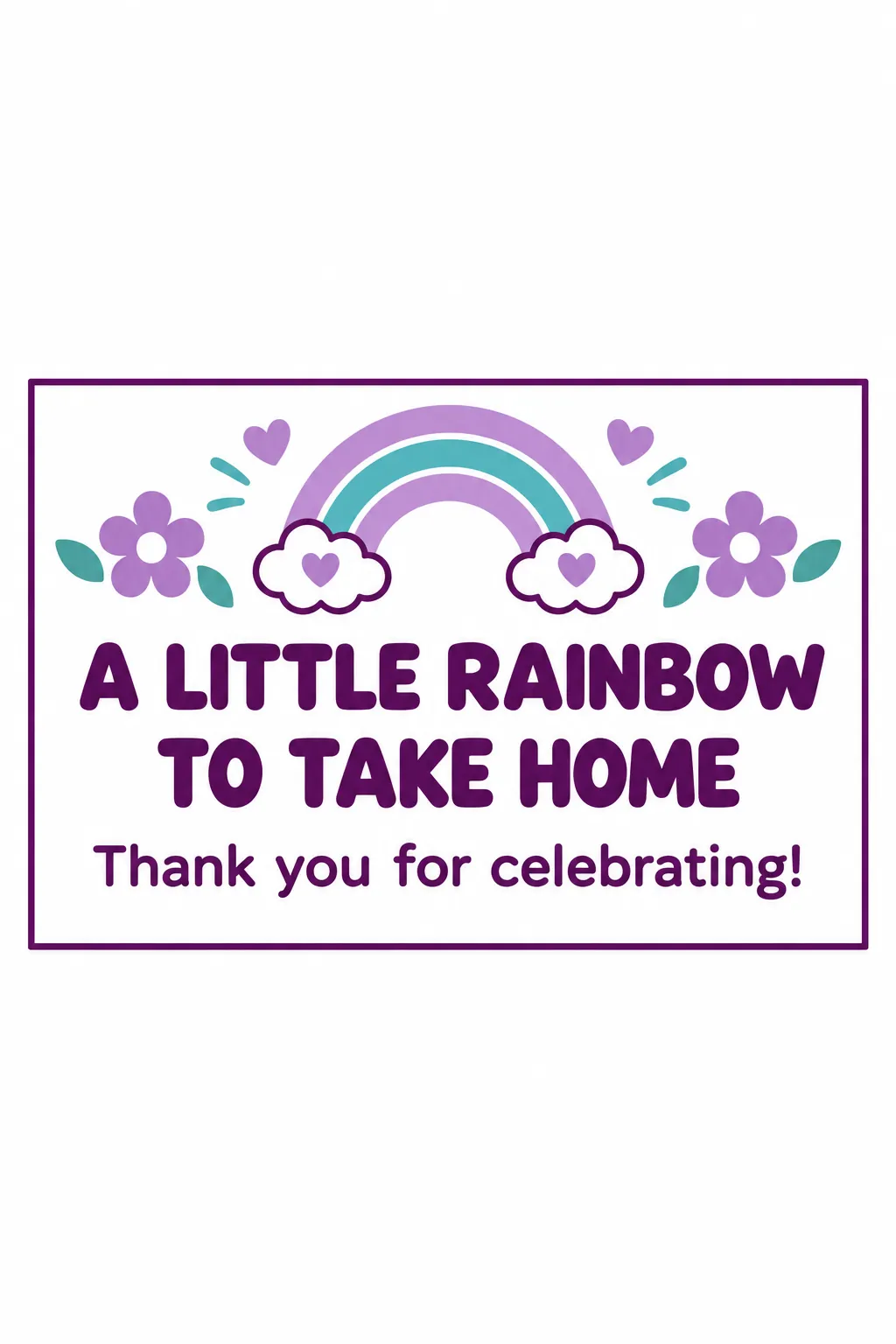Rainbow favor bag label printable for a unicorn birthday party