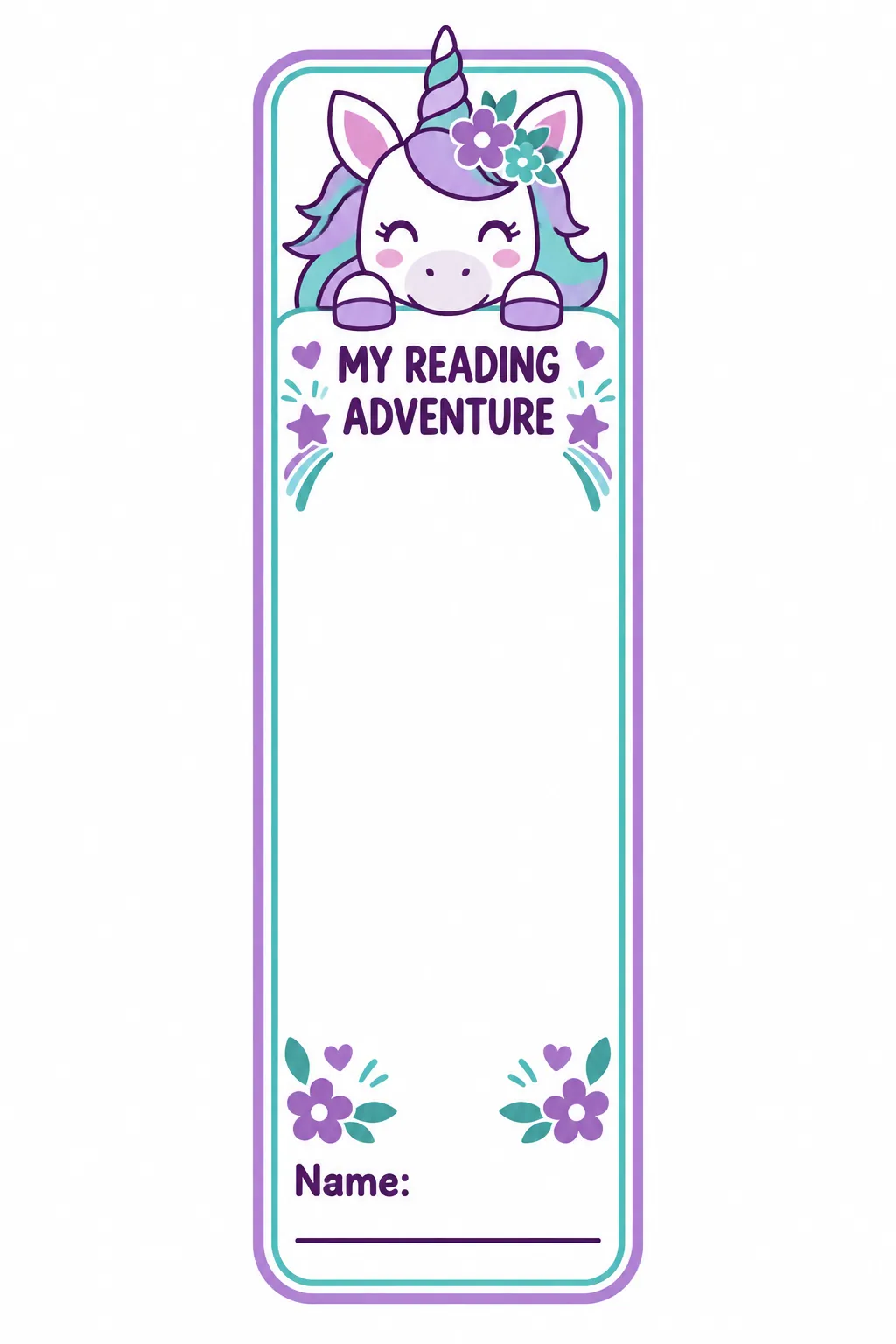 Decorate a unicorn bookmark printable for a unicorn birthday party