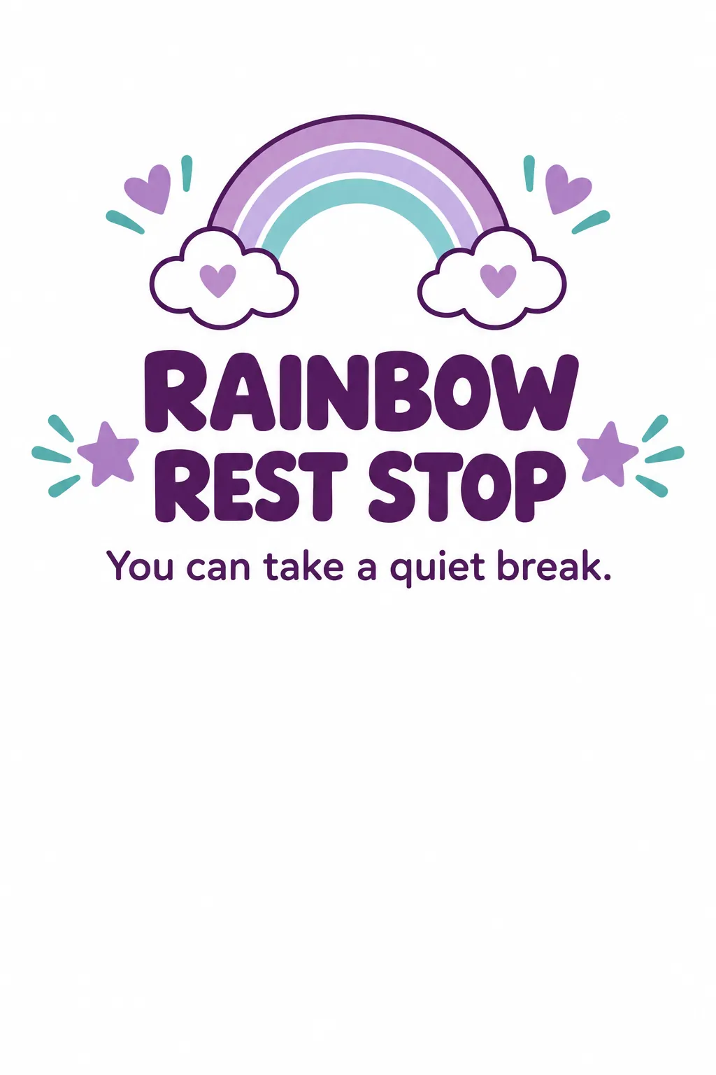 Rainbow rest stop sign printable for a unicorn birthday party