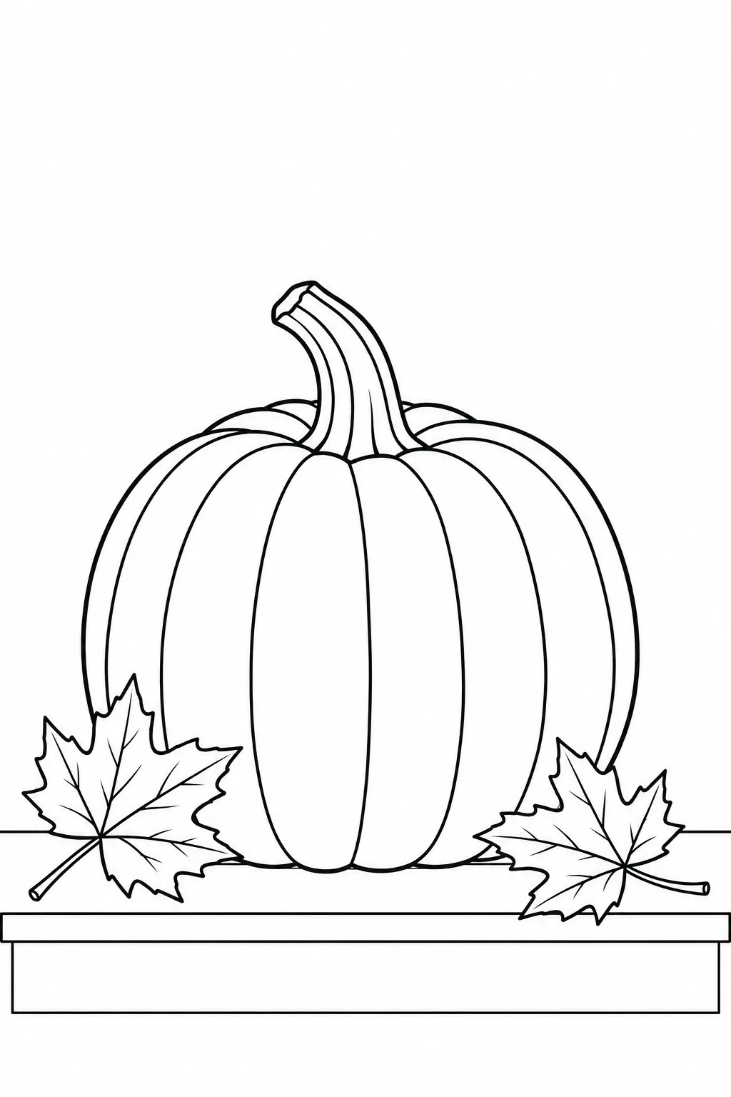 Printable fall coloring page showing porch pumpkin