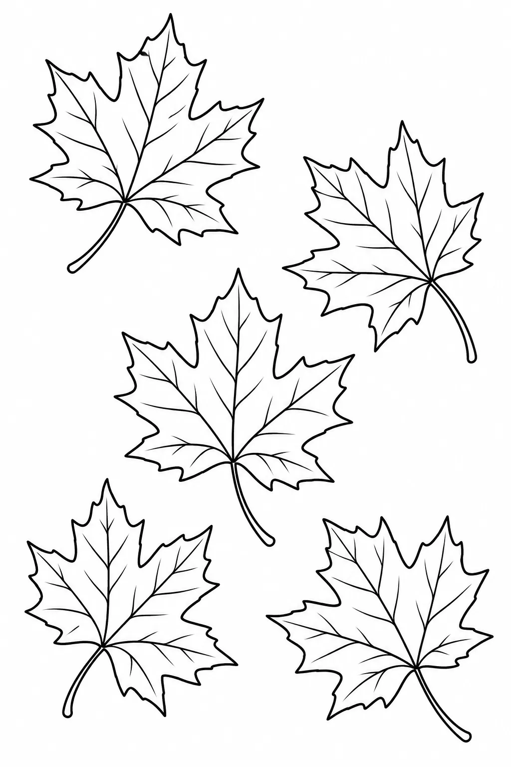 Printable fall coloring page showing maple leaf drift