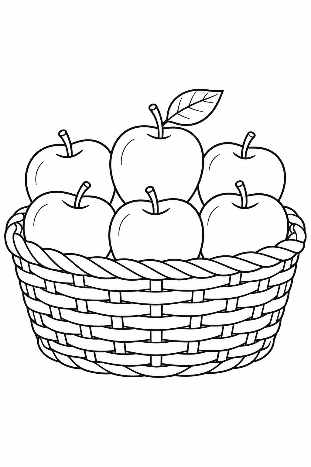 Printable fall coloring page showing apple basket