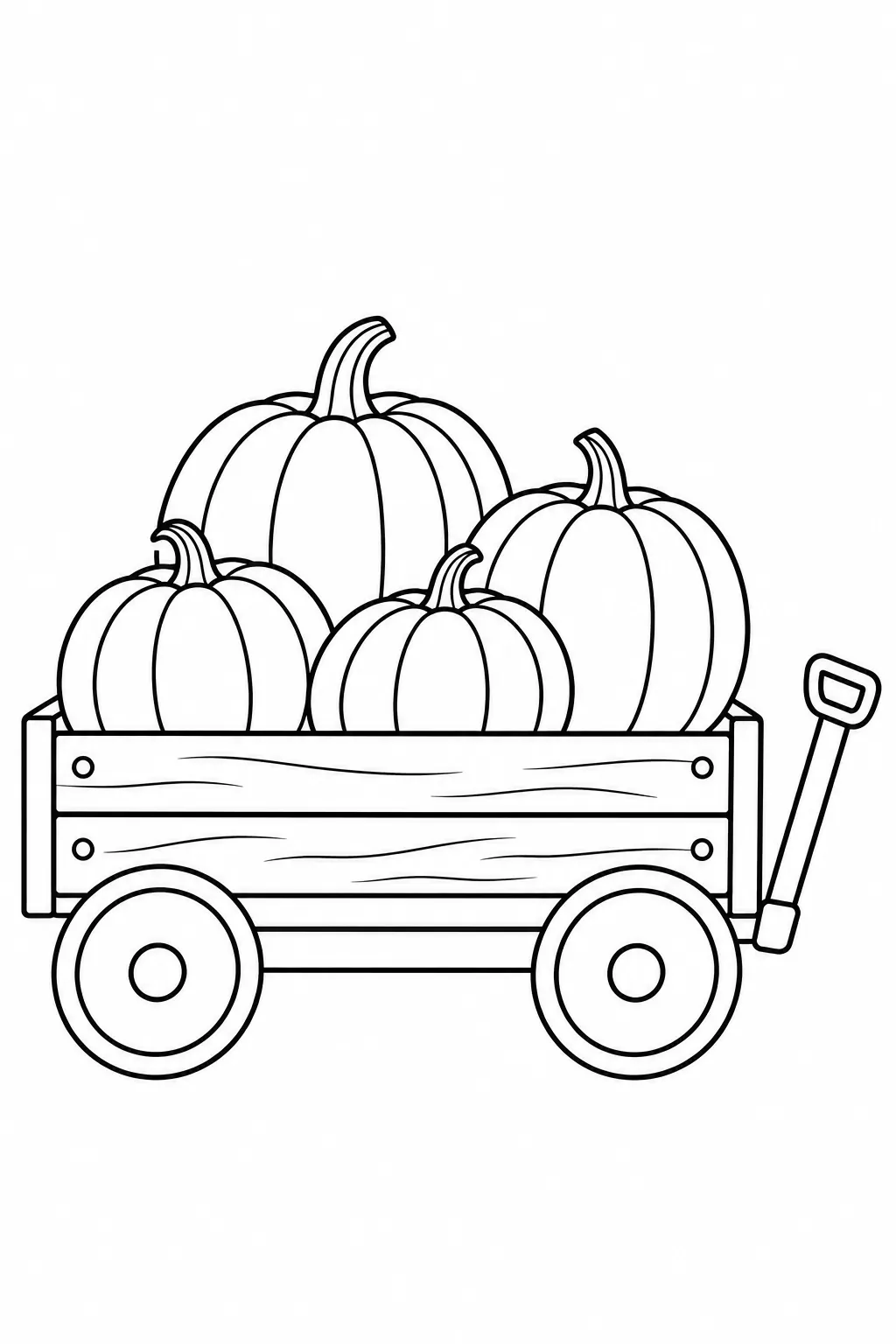 Printable fall coloring page showing harvest wagon