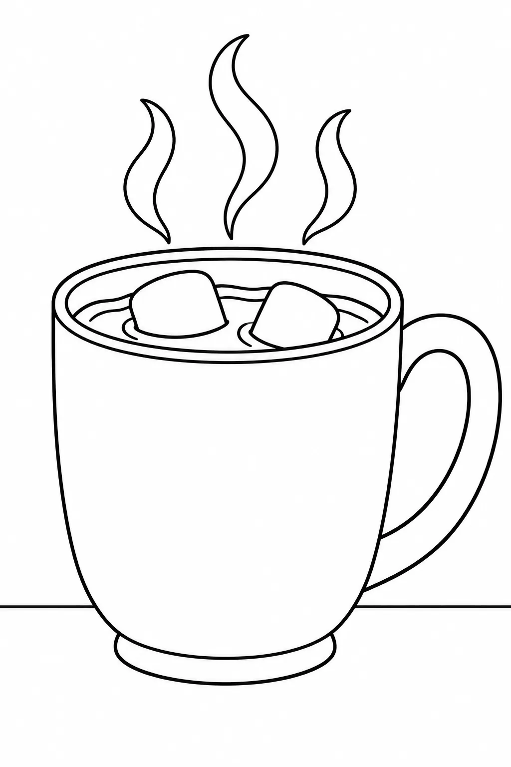 Printable fall coloring page showing warm cocoa mug