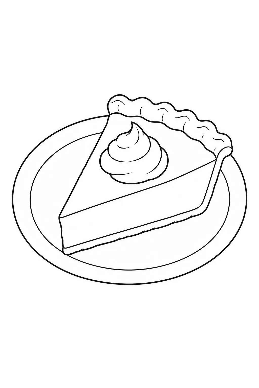 Printable fall coloring page showing pumpkin pie slice