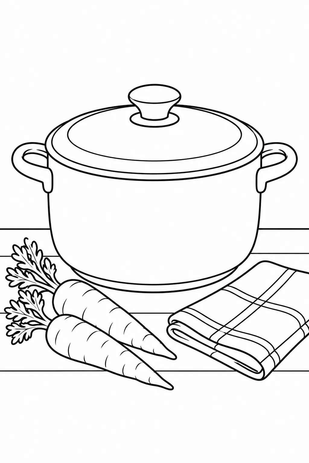Printable fall coloring page showing soup pot