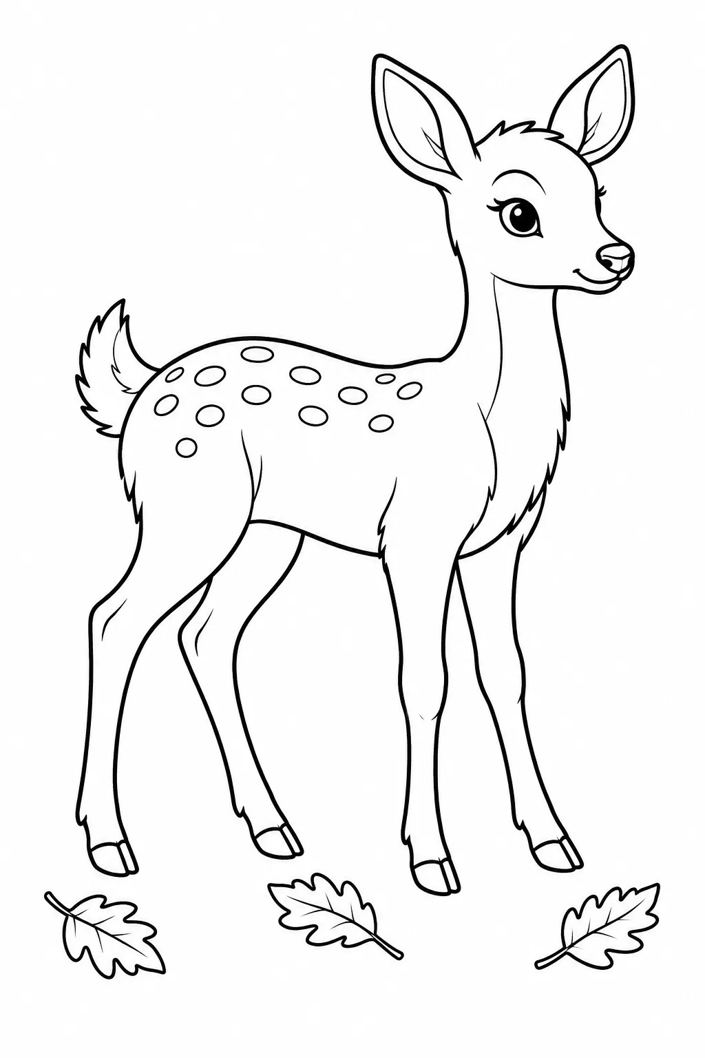 Printable fall coloring page showing deer in the clearing