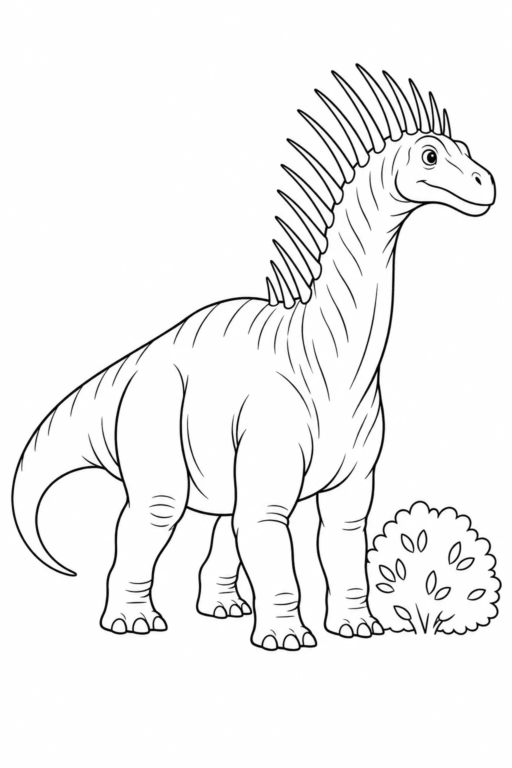 Printable dinosaur coloring page showing amargasaurus with paired spines