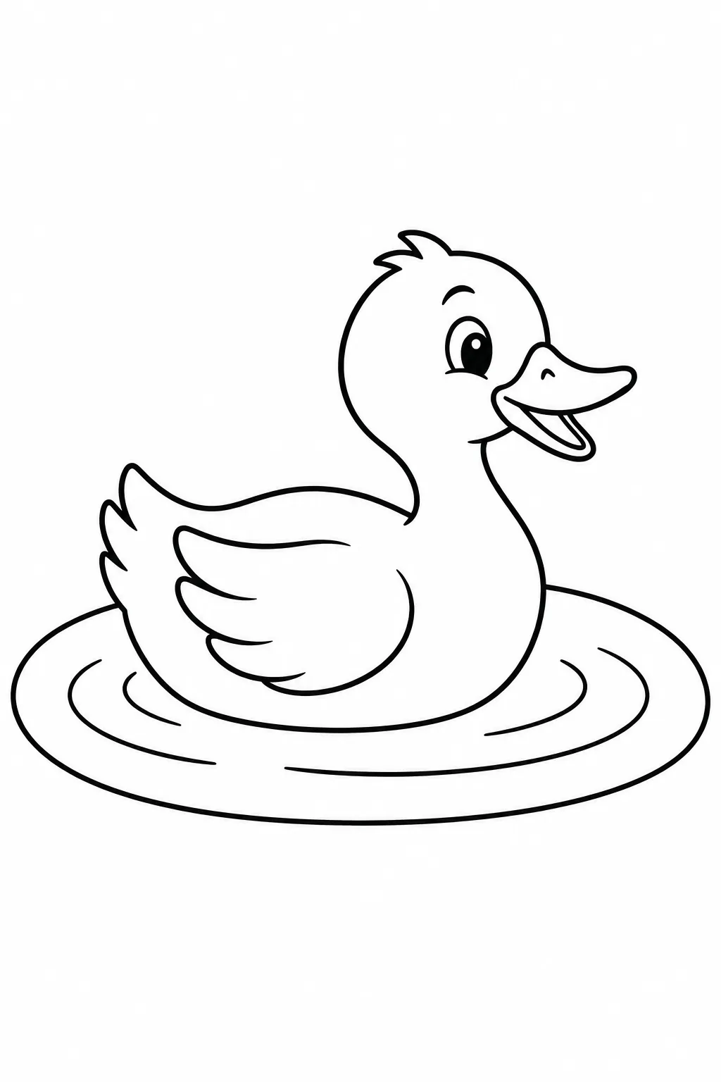 Preschool farm animal coloring page of duck on the pond