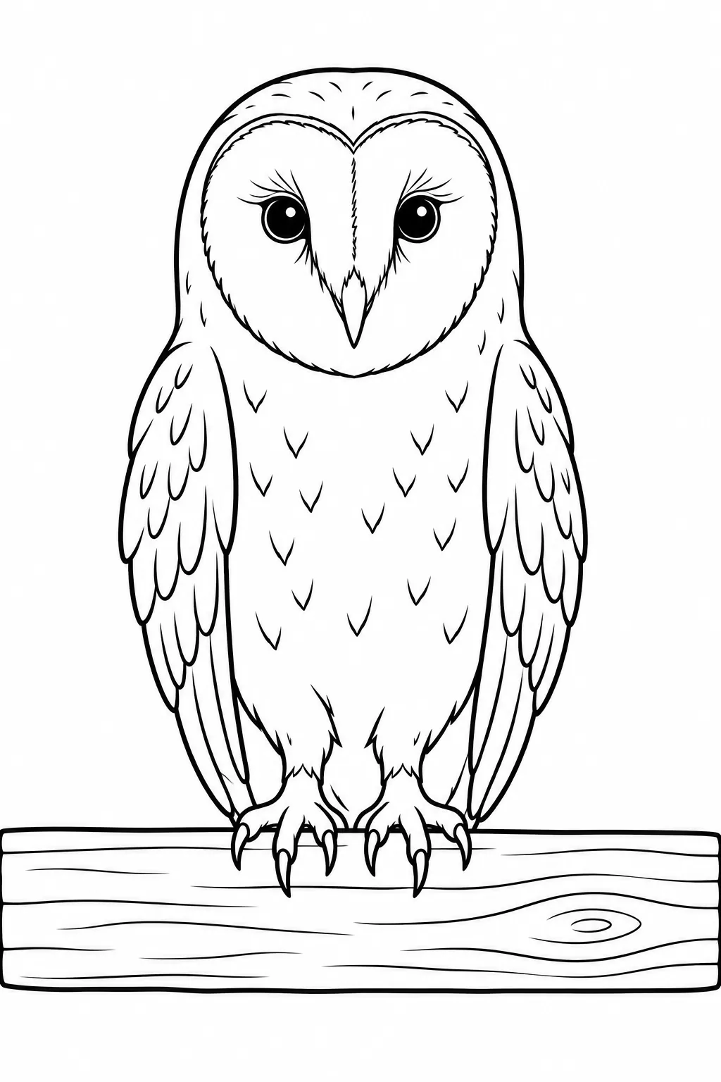 Preschool farm animal coloring page of barn owl on a beam