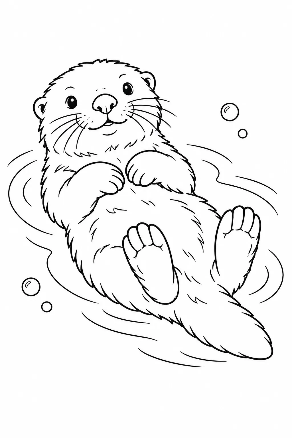 Ocean animal coloring page showing sea otter floating