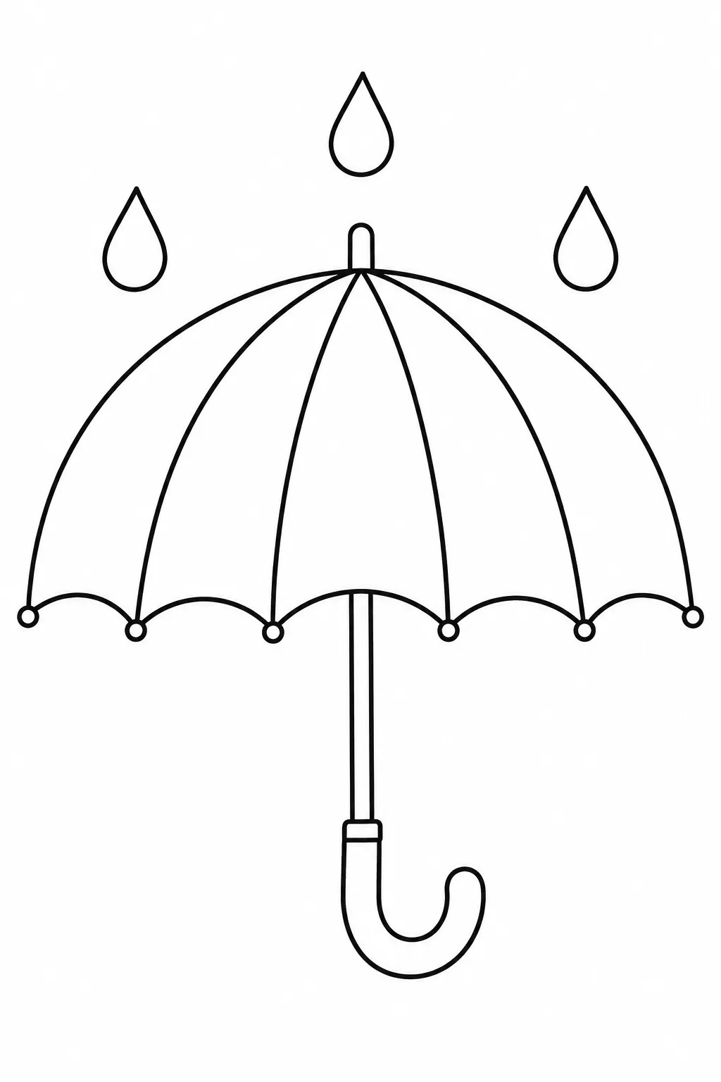 Umbrella with Wide Panels rainy day printable coloring page