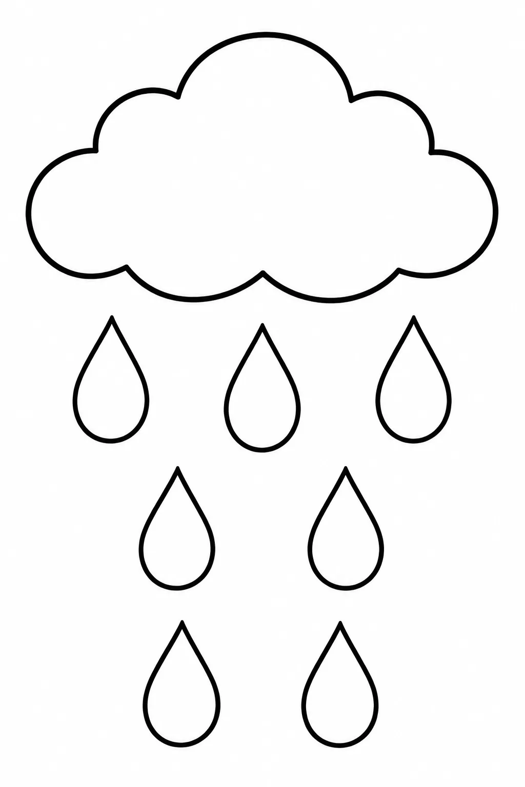 Cloud and Falling Rain rainy day printable coloring page