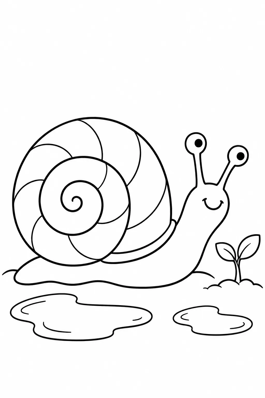 Snail After the Shower rainy day printable coloring page