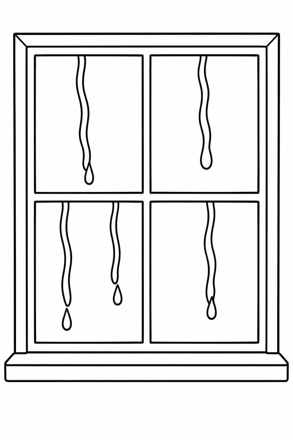 Window with Rain Trails rainy day printable coloring page