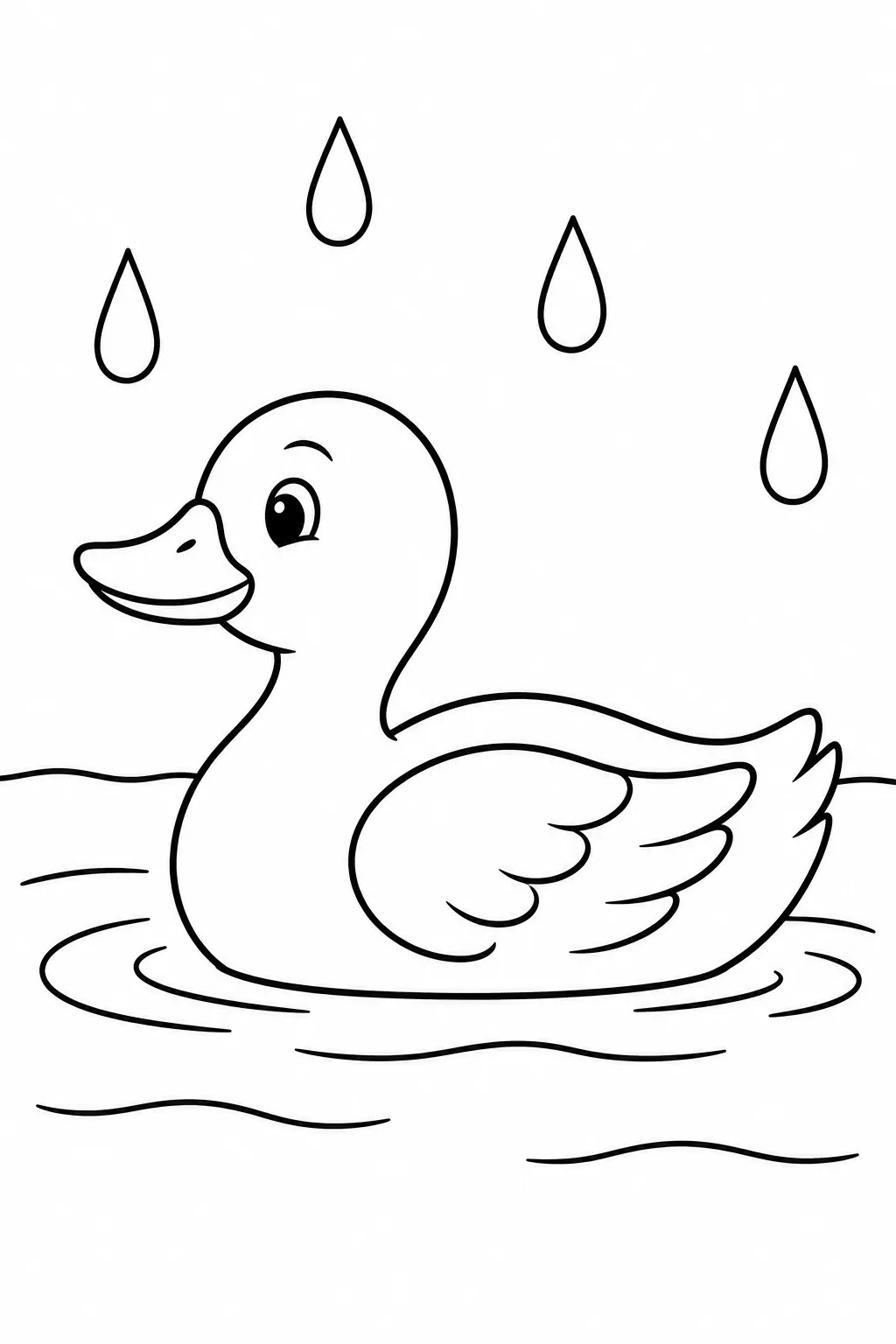 Duck in a Light Shower rainy day printable coloring page